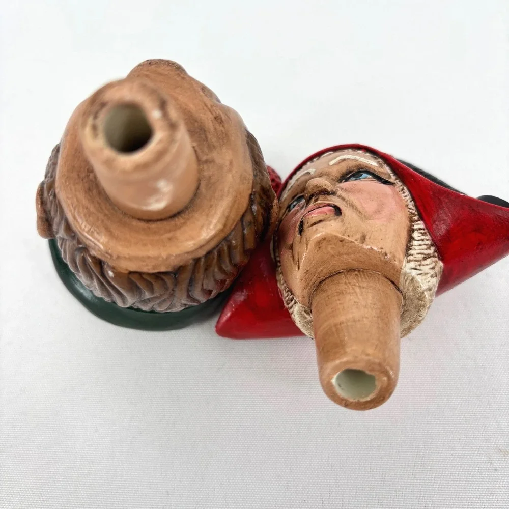 Vintage Ceramic Hand Painted Bottle Stopper Set of 2 Golfer Ship Captain 3.5 in